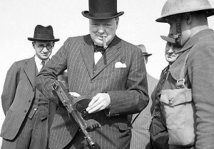 Winston Churchill with a Thompson Submachine Gun (from: bbc.co.uk)